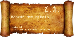 Beszédes Nikola névjegykártya